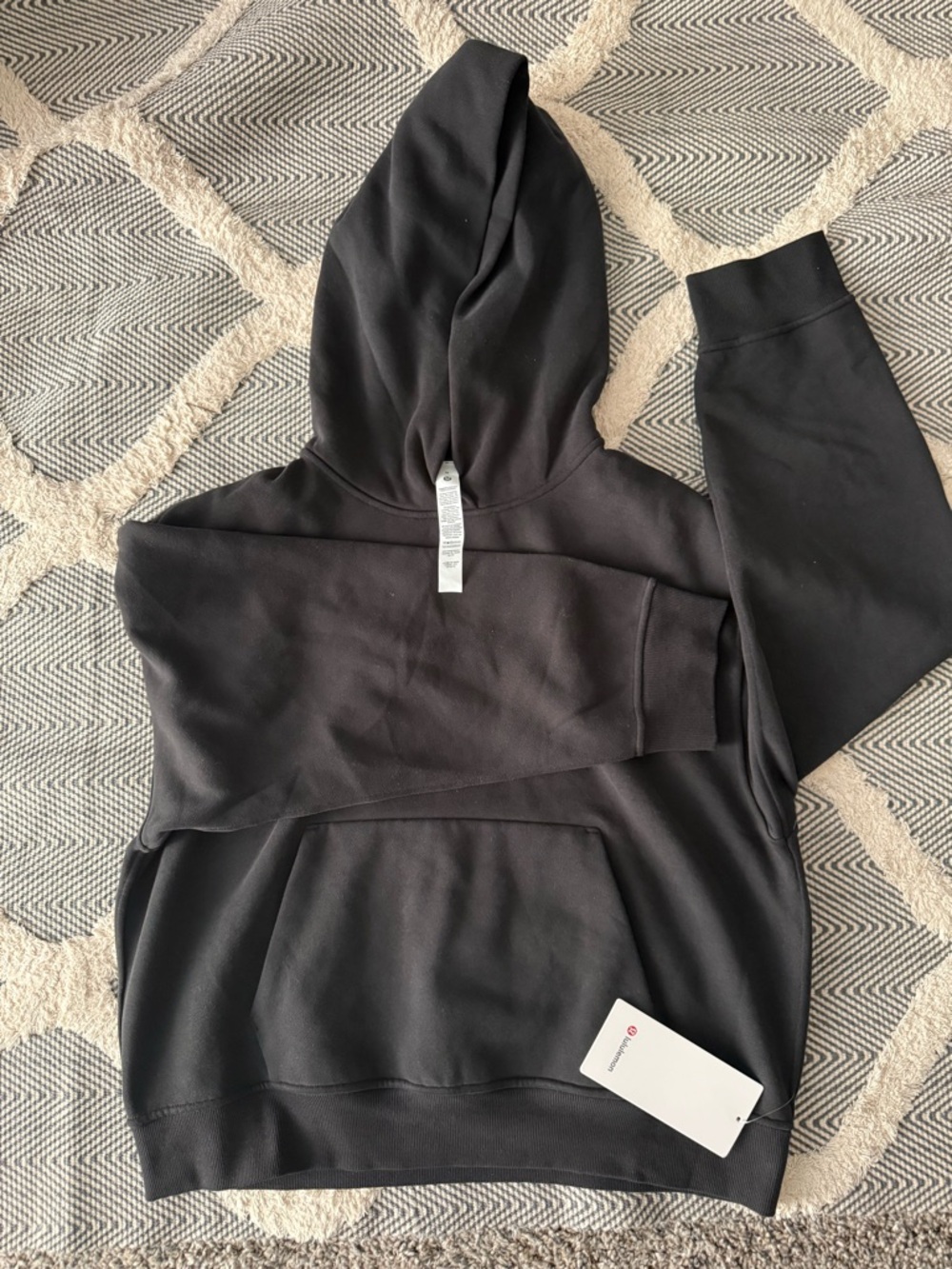 lululemon athletica Black Hooded Sweatshirt with Logo Tag